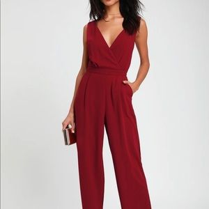 NWT LuLus burgundy jumpsuit